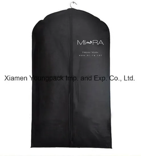 Wholesale Promotional Packing Bag Custom Printed Black PEVA and Non-Woven Fabric Cloth Cover Packaging Dust Bag Travel Suit Carrier Garment Bags