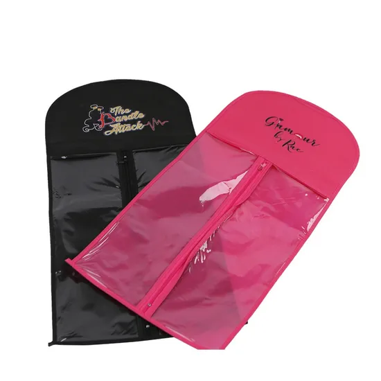 Customized Printed Eco Friendly Reusable Non Woven Clear Transparent PVC Wig Hairpiece Hair Extension Packaging Suit Cover Hanger Dustproof Storage Garment Bag