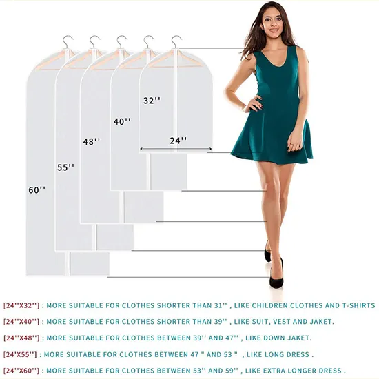 Zippered Garment Protector Cover - Transparent Foldable Long Coat Bag with Anti-Slip Zipper Clip