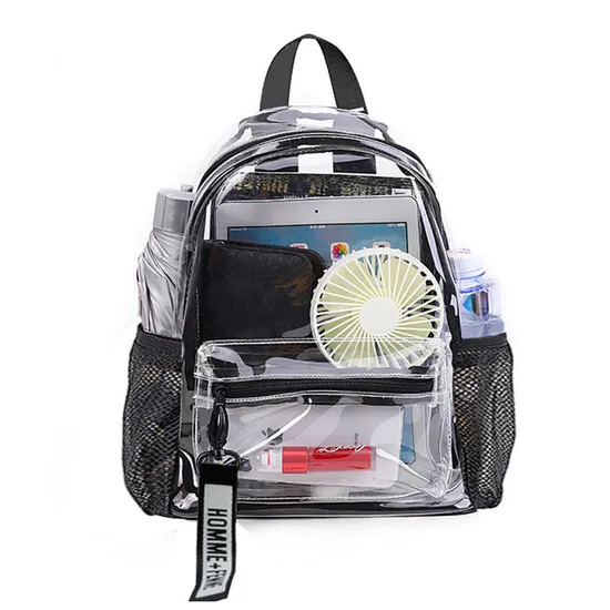 Xianghui Custom Logo Transparent PVC Waterproof Backpack Clear Zipper Backpacks Bags