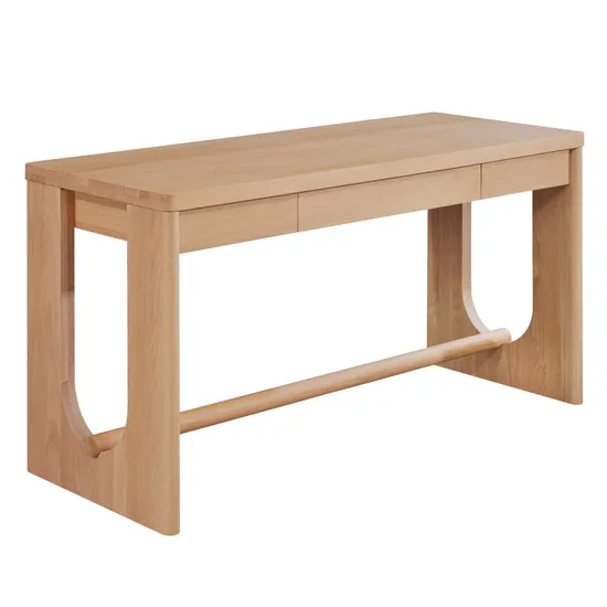 Zerun Wood Morden Solid Oak Natural Writing Desk, with a Middle Drawer