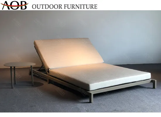Outdoor Modern Durable Exterior Garden Patio Hotel Furniture Double Chaise Lounge Bed Daybed