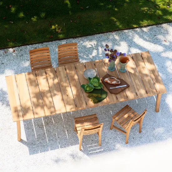 High-End Design Outdoor Wooden Balcony Furniture Garden Teak Dining Table