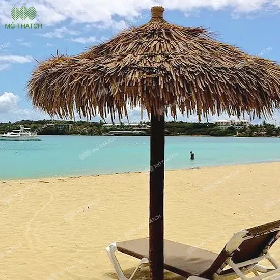 Courtyard Synthetic Thatch Umbrella UV Protect Artificial Thatched Beach Umbrella