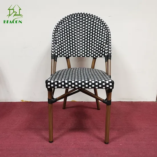 Simple Design Aluminum Outdoor Patio Furniture Wicker Rattan French Bistro Chair