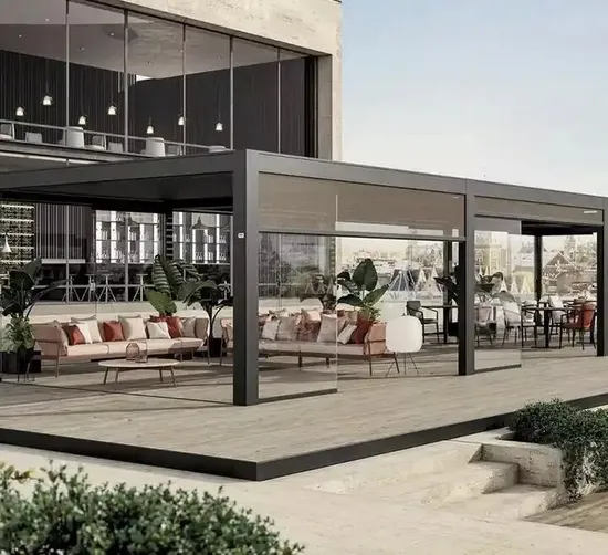 Sunshade Outdoor Pergola Aluminium Bioclimatic Motorized Louver Pergola