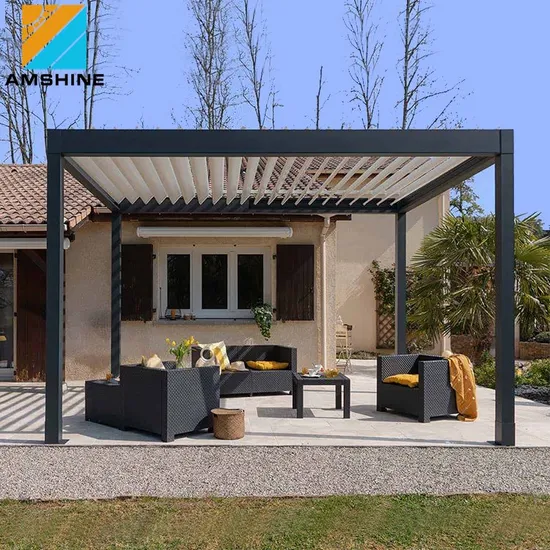 Install Easily Outdoor Aluminum Folding Gazebo Awning Veranda Aluminium Waterproof Retractable Louver Motorized Pergola Garden Set Outdoor Furniture