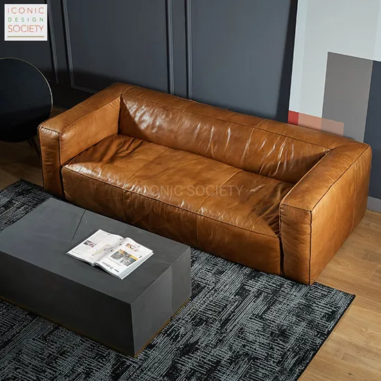 Modern Leisure Home Sitting Room Living Room Furniture Hotel Handmade Large Genuine Leather Sofa