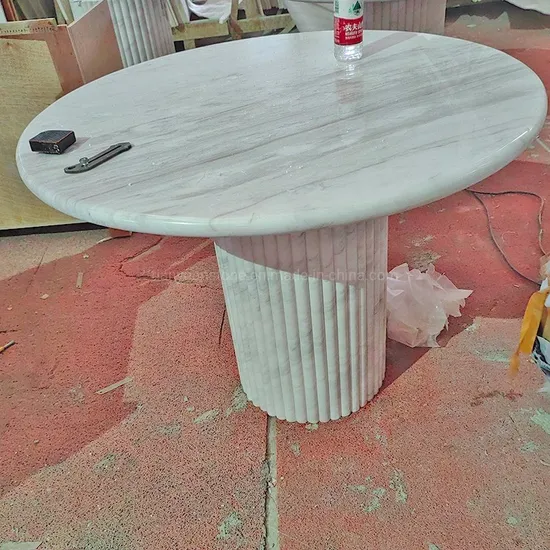 Modern Big Square Center Table Set Travertine Marble Coffee Table for Living/Office/Dining Room Furniture