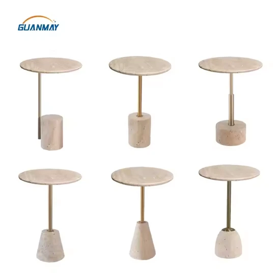Natural Travertine Marble Coffee Table and Side Table for Modern Living