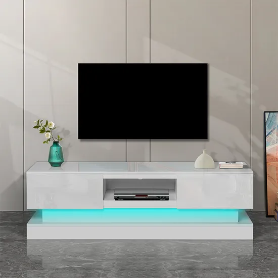Modern TV Stand with Storage LED Wooden