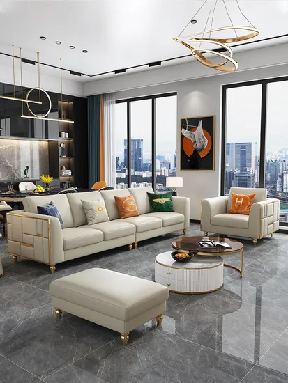 Modern Design Luxury Living Room Furniture Sectional 1 2 3 Seater Leisure Leather Sofa Set