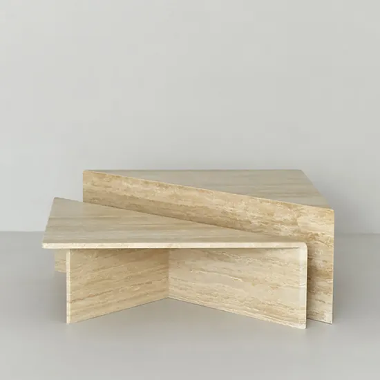 Modern Living Room Furniture Center Square Travertine Marble Stone Coffee Table