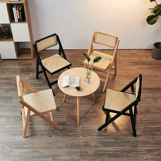 Dining Room Furniture Set Rectangle Wooden Furniture Rattan Folding Restaurant Chair