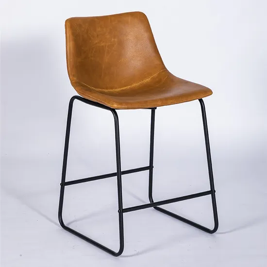 Morden Home Classic Fashion Dining Room Furniture Hotel Faux Leather PU Kd Metal Frame Stable Counter Dining Chair