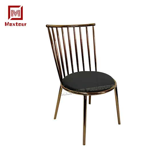 New Design Elegant Gold Stainless Steel Chair Shining Wedding and Event Metal Seat for Hotels Dining Room