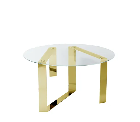 Modern Round Stainless Steel Tempered Glass Top Dining Table for Home Furniture