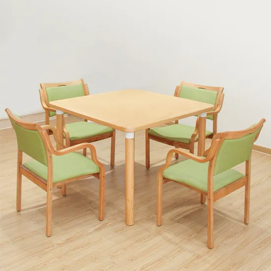 Factory Hot Sale Nursing Home Apartment Furniture Solid Wood Dining Room Table Chair Set