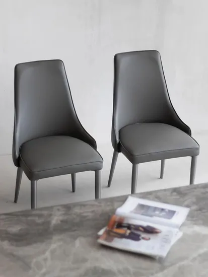 Wholesale Microfiber Leather Grey Dining Chair Metal Dining Chair