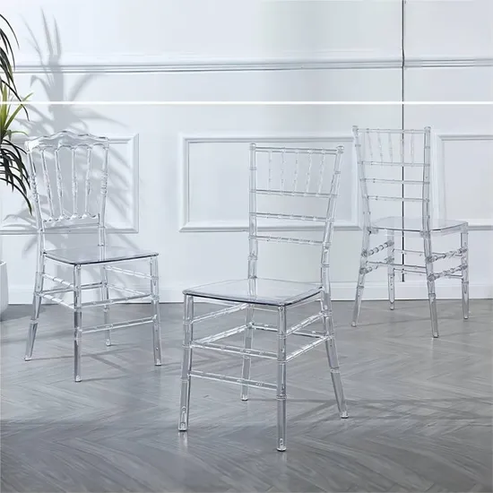 PC Modern Transparent Crystal Hotel Banquet Napoleon Plastic Acrylic Tiffany Wedding Clear Chiavari Chair for Events
