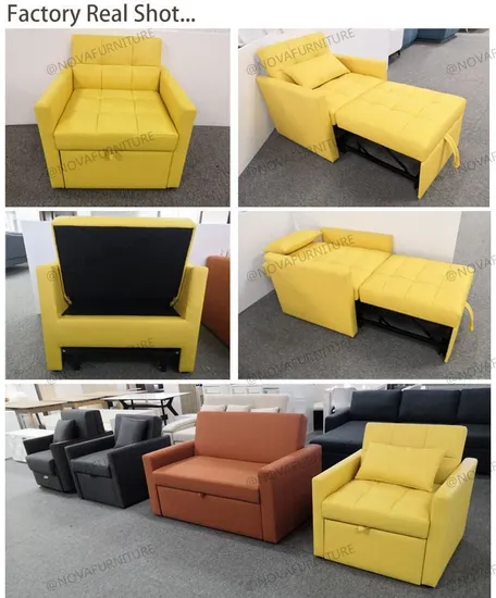 Nova Modern Furniture Single Divan Sofa Cum Bed Folding Guest Sleeper Hospital Recliner Escort Deck Chair Sofa Bed