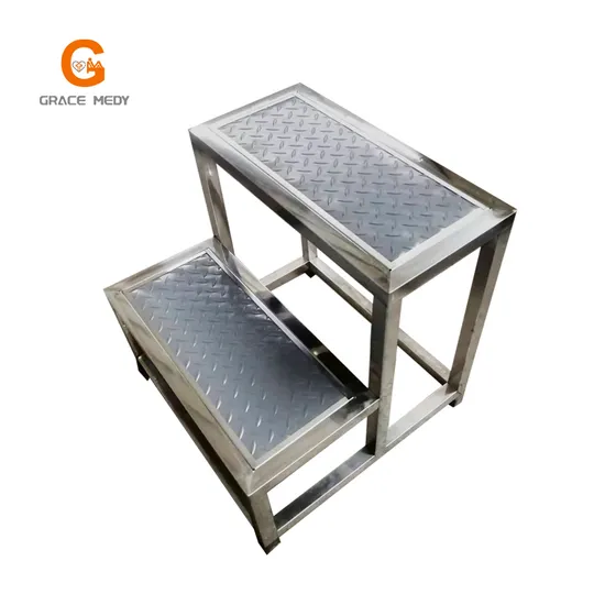 Anti-Skid Rubber Three Support Stainless Steel Double Step Stool