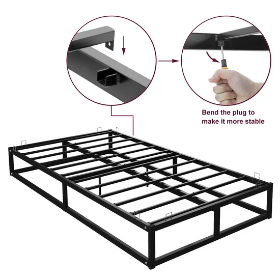 Wholesale Popular Metal Bed Frame Full Queen King Size Home Bedroom Assembly Sturdy Steel Bed Frame