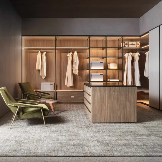 Modern Bedroom Furniture with Laminated Walk in Closet and Sliding Door Wardrobe