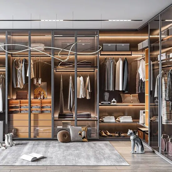 Custom Walking in Closet Solid Wood Set Bedroom Furniture Wardrobe
