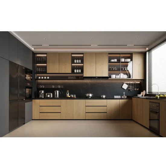 Modern Wood Fridge Cabinets Appliance Cabinet Kitchen Cabinets with Glass Doors Design
