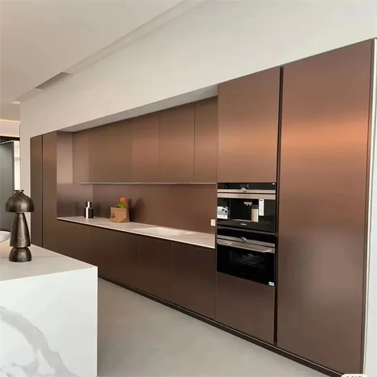 2024 Modern Handles Stainless Steel Copper Finish Customized Kitchen Cabinets