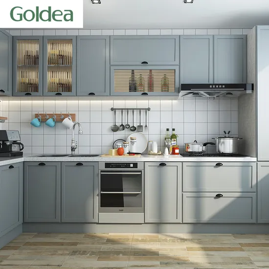 Customized Luxurious Modern High Gloss American Style Home Furniture Painted Solid Wood Lacquer Kitchen Cabinet