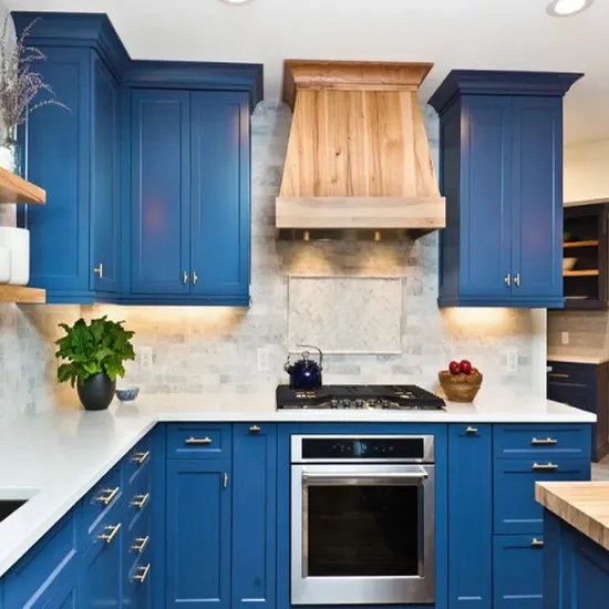 Hz Contemporary Blue Color Modern Home Furniture and Fresh Series Home Solid Wood Kitchen Cabinet