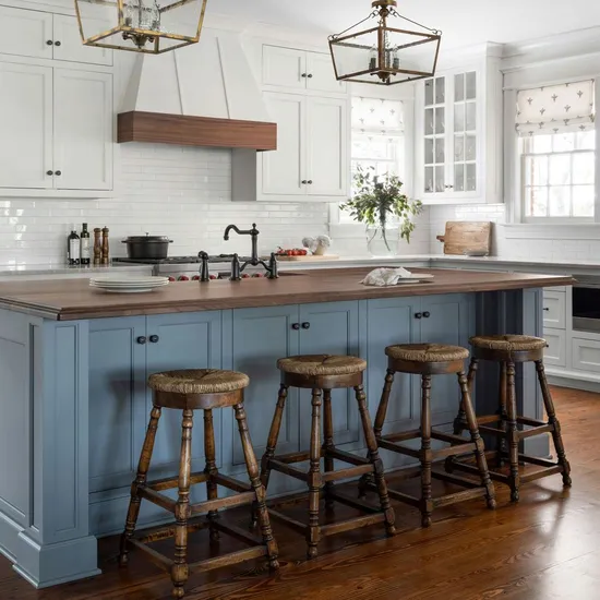 Solid Wood French Provincial Coastal Style Remodeled Kitchen Furniture