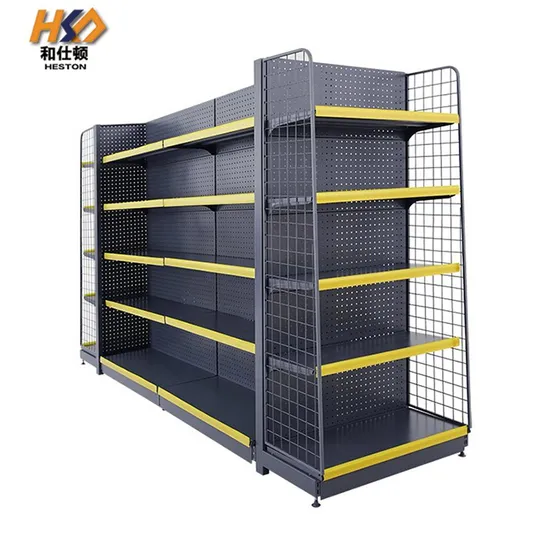 Convenience Store Shelving Grey Color Supermarket Shelf Metal Display Rack