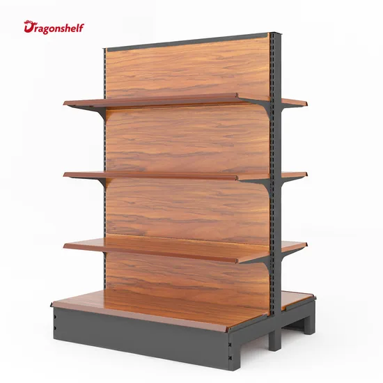 Made in China Wood Grain Painted Supermarket Display Rack Store Shelves