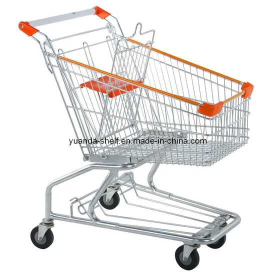 American/Asian Style Store Used Steel Supermarket Hand Trolley 4 Wheels Shopping Cart From China Factory