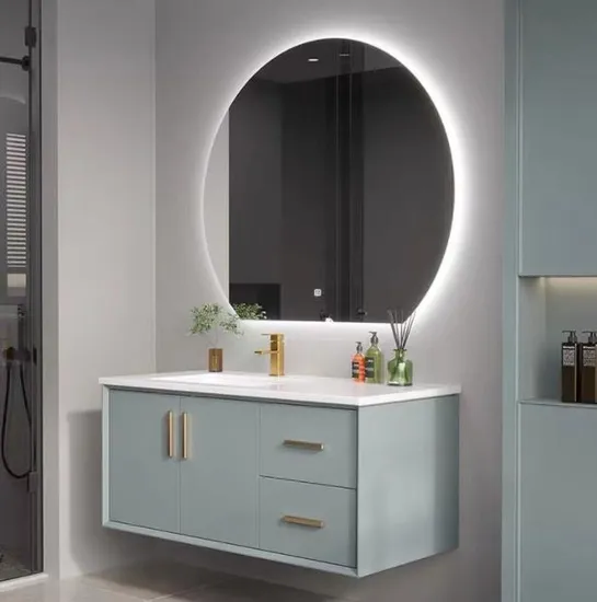 Hangzhou Sanitary Ware Bathroom Wash Basin Vanity Cabinet with LED Mirror