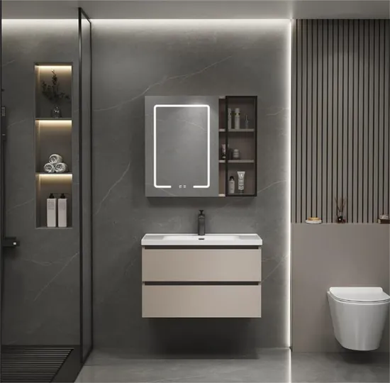 China Sanitary Ware LED Mirror PVC Modern Bathroom Cabinet with Drawers