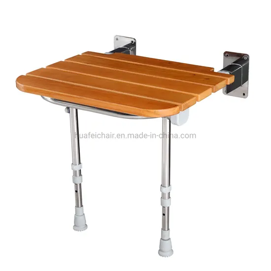 Rubber Wood Folding Shower Seat Wooden Shower Sear with Legs