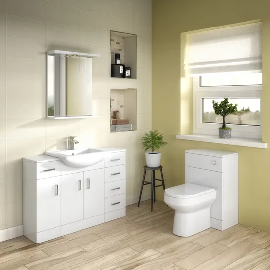 Stylish 41-Inch MDF Bathroom Cabinet with Three Functional Drawers Home Furniture