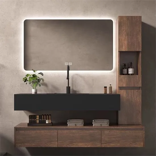 New: Plywood Bathroom Vanity Waterproof Mirror Side Cabinets