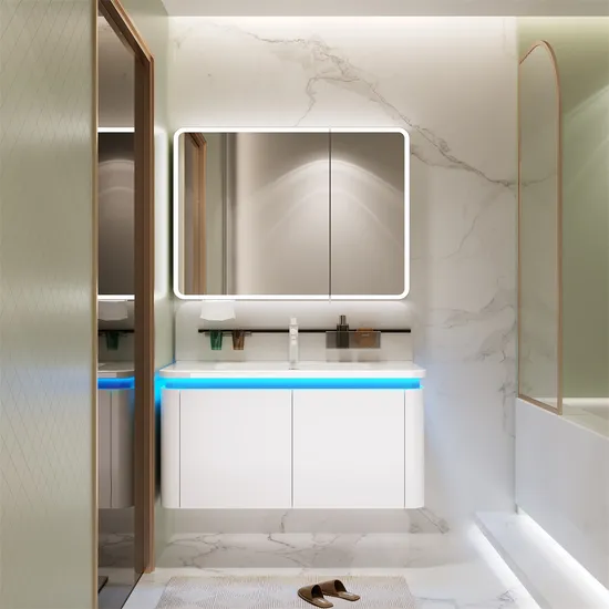 New Arrival Multi-Layer Wood Waterproof Ceramic Sink Bathroom Cabinet Wall Mounted