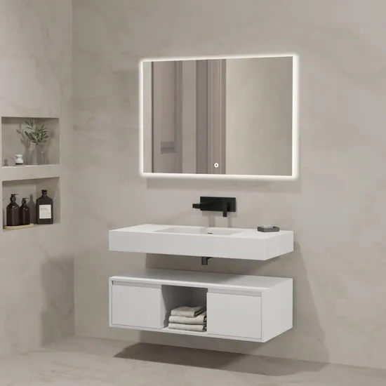 Factory Outlet Latest Single Sink Bathroom Cabinet with Sink for MDF Standard