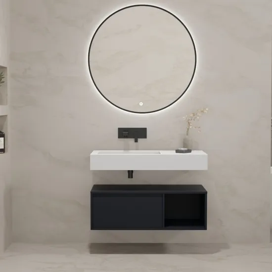 Factory Wholesale Modern Minimalist Wall Mounted Bathroom Vanity with TUV for MDF Product Qualification Certificate