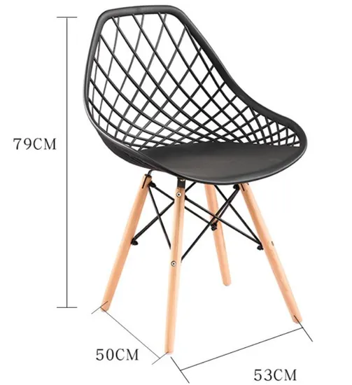 2020 Designer Colorful PP Plastic Waiting Dining Chair with Wood Leg