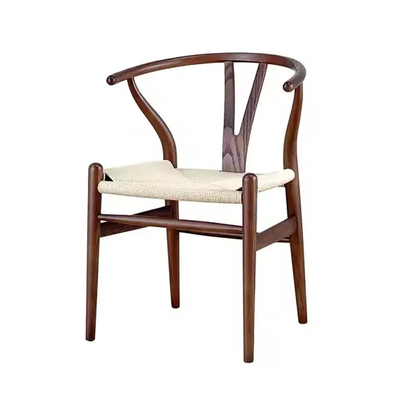 Morden Wishbone Wooden Chair Y-Chair Woven Vintage Solid Wood Dining Chairs Rattan Armchair From Professional Factory