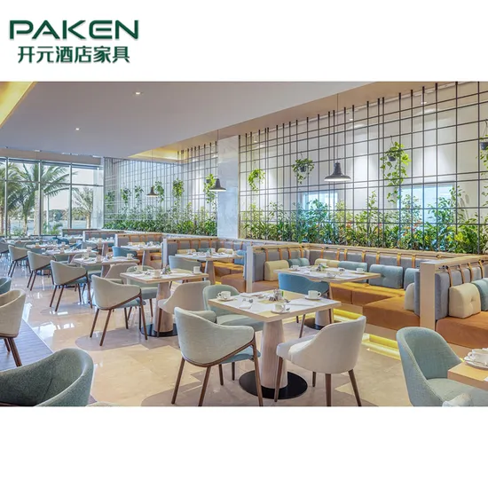 Modern Hotel Coffee Shop Furniture Lobby Booth Seating Wooden Cafe Table and Chairs Custom Luxury Restaurant Furniture
