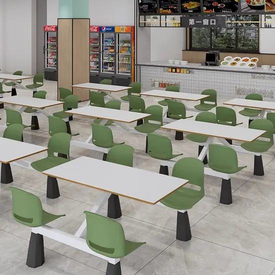 Luxury Dining Room Dinner Table and Chair Set Catering Restaurant Furniture Iron Legs Connected School Canteen Table and Chairs