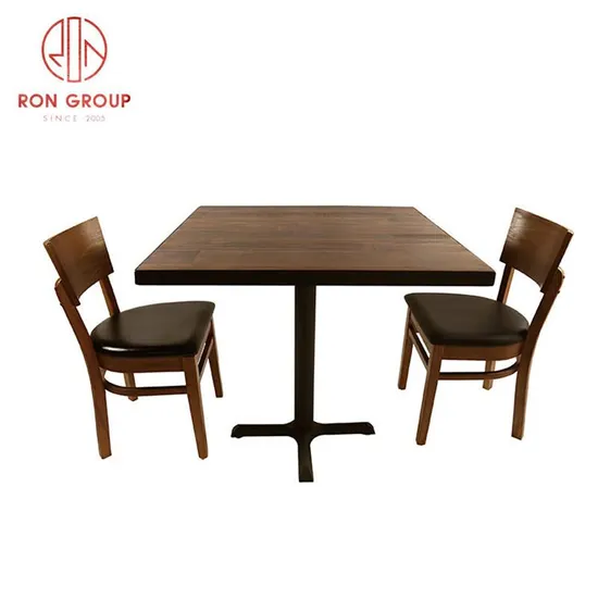 Solid Wood Cafe Customized Sizes Square Hard Solid Wood Restaurant Furniture Sets